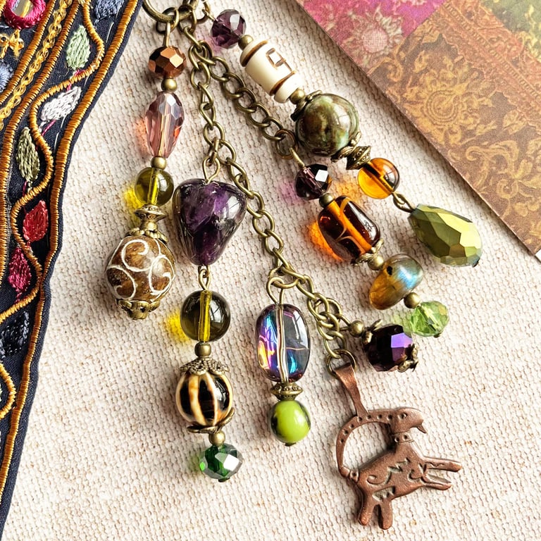 Handmade bag charm, boho bag charm, Capricorn gift, capricorn bag charm