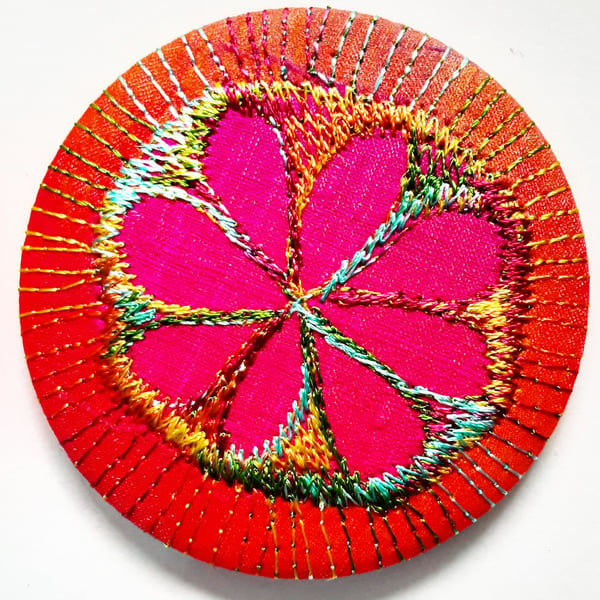 Pocket Mirror with Free Machine Embroidery 