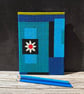 'Eleonore' Hand-Stitched A5 1960s Vintage Fabric Journal, Sketchbook,Royal Blue