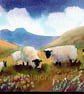 Sheep In The Brecon Beacons, Watercolour Print in 14 x 11'' Mount. - Image 1