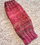 Hand Knitted Fingerless Wrist Warmers in Pink and Beige - Image 3