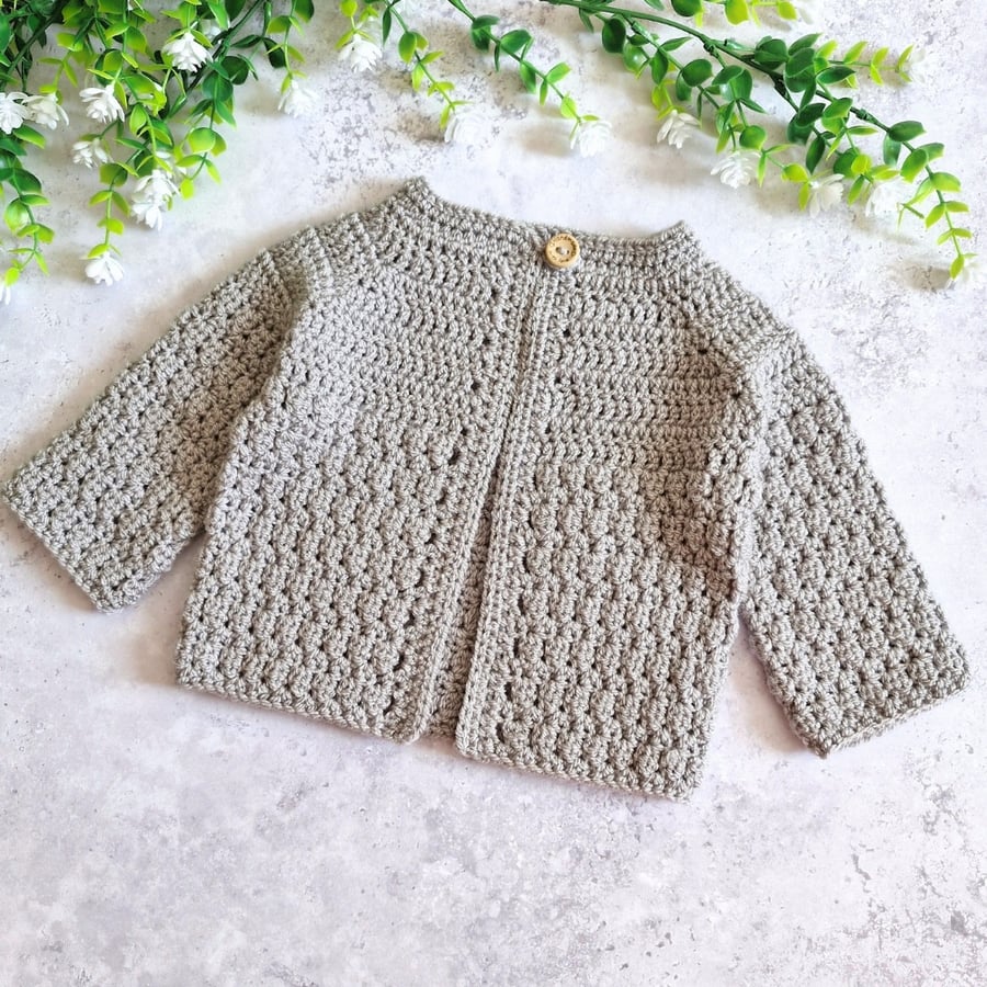 Handmade Crochet Baby Cardigan – New Baby Gift, Newborn to 2 Years