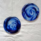 Fused glass blue swirl tiles