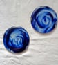 Fused glass blue swirl tiles