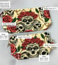 Skulls and Roses zip bag, Gothic makeup bag, 2 colour and size options, Handmade - Image 10