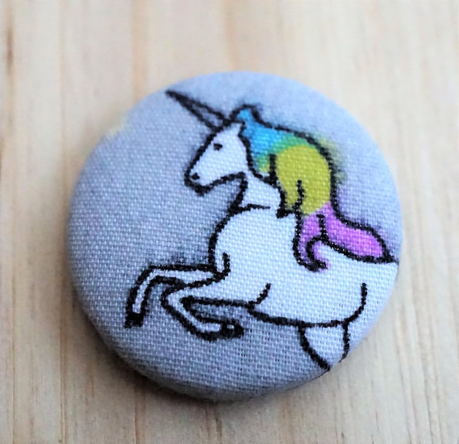 SALE Unicorn Fabric Badge Brooch