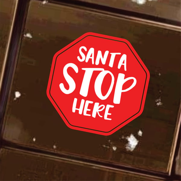 SANTA STOP HERE - Christmas Kids Home Window Door Vinyl Decal Sticker (Type 1)