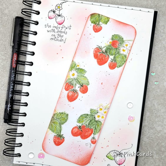 Strawberry bookmark - bookmark, original handpainted, berries, art, book lover