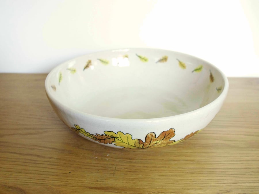 Large Bowl - Autumn Oak Leaves Bowl