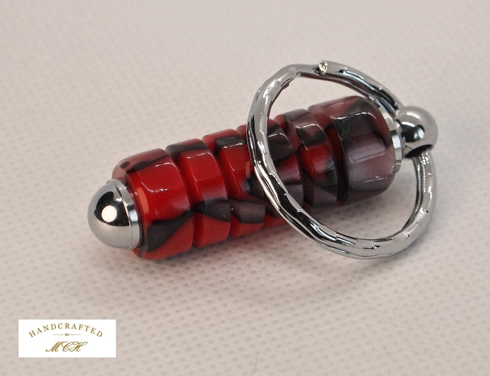 Handcrafted Acrylic Keyring Turned and polished with quality 'Chrome' fixings