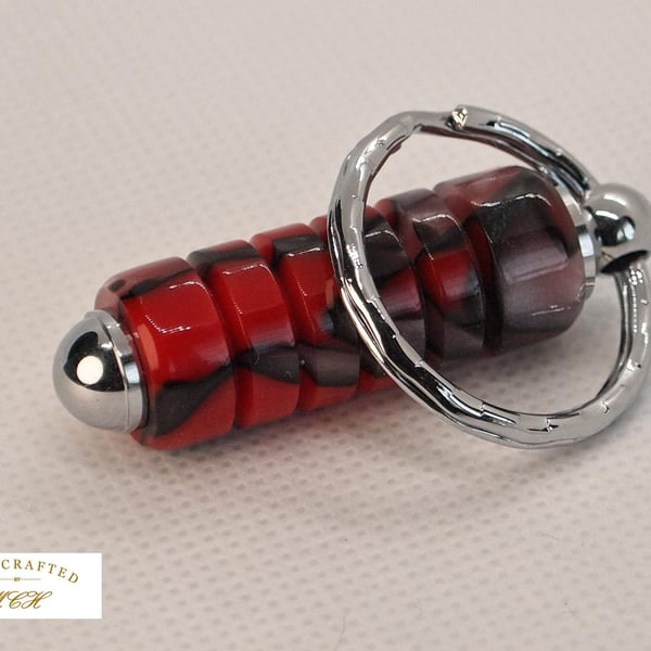 Handcrafted Acrylic Keyring Turned and polished with quality 'Chrome' fixings