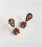 Rainbow Balloon and house dangle stud earrings - Image 1