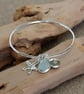 Sterling Silver Sea Glass Charm Bangle