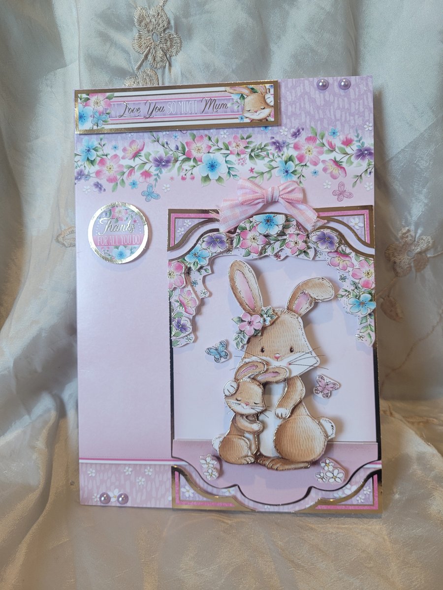 Mothers Day Greeting Card - 3D Rabbit