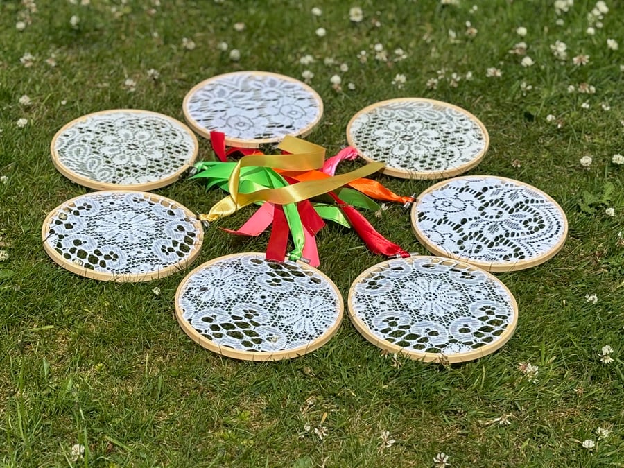 Summer seconds - 7 lace circular wedding hanging decorations