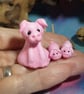 Tiny Pig 'Prudie' with two tiniest fingertip piglets on fenced tableau OOAK - Image 2