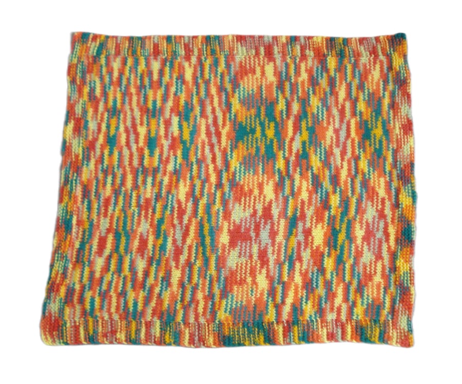 Crazy Small Hand Knitted Blanket In Multi Colours (A48)