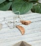 Earrings, Sterling Silver Star and Copper Moon Dropper Earrings - Image 2