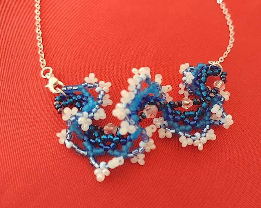 Stunning SEA WAVE NECKLACE and EARRINGS Seed Beads 