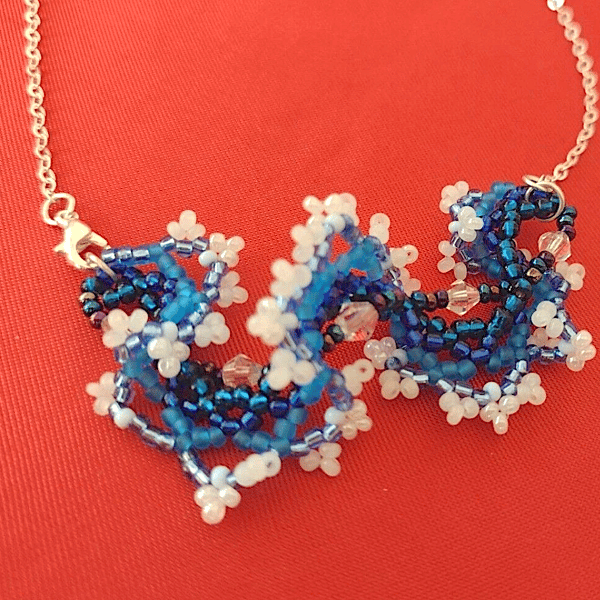 Stunning SEA WAVE NECKLACE and EARRINGS Seed Beads 