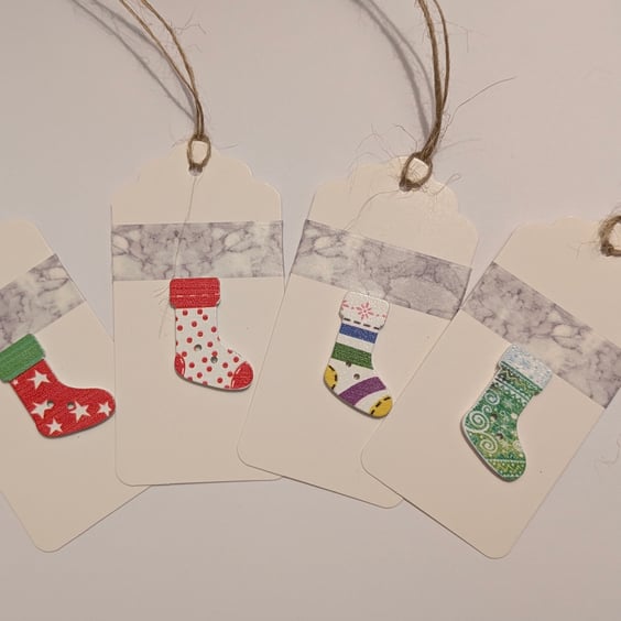 Homemade Christmas gift tags pack - Christmas stockings