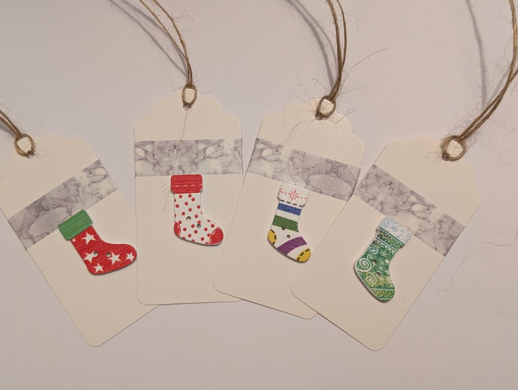 Homemade Christmas gift tags pack - Christmas stockings
