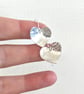 Heart Domed Textured Sterling Silver Drop Earrings - Image 3
