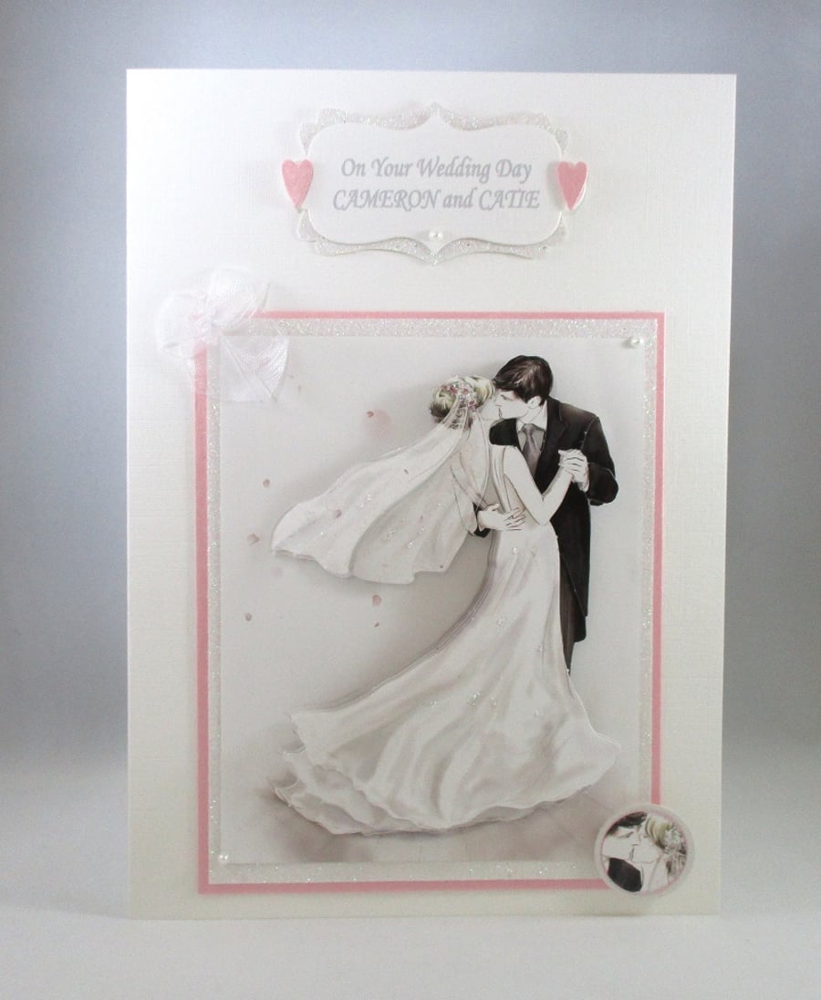 Handmade Wedding Card, Bride and Groom, 3D,Personalise