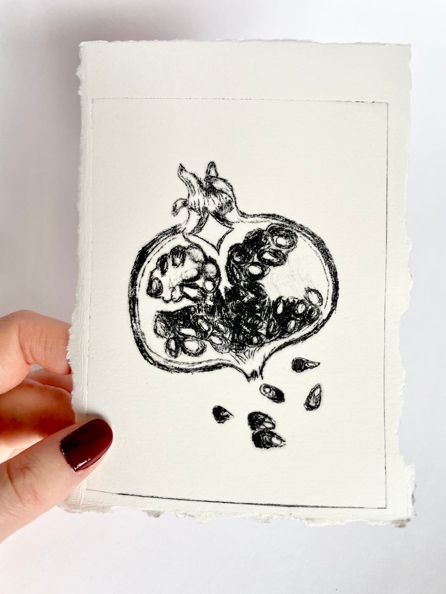 Pomegranate Print in Black, A6 Size