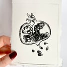 Pomegranate Print in Black, A6 Size