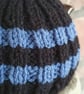 Small Tea Cosy for 2 Cup Tea Pot, Black & Blue, Hand Knitted, Wool Mix Yarn - Image 5
