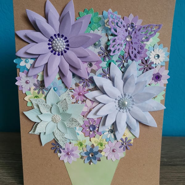 Floral handmade luxury greeting card - Handmade floral greeting card - boxed -