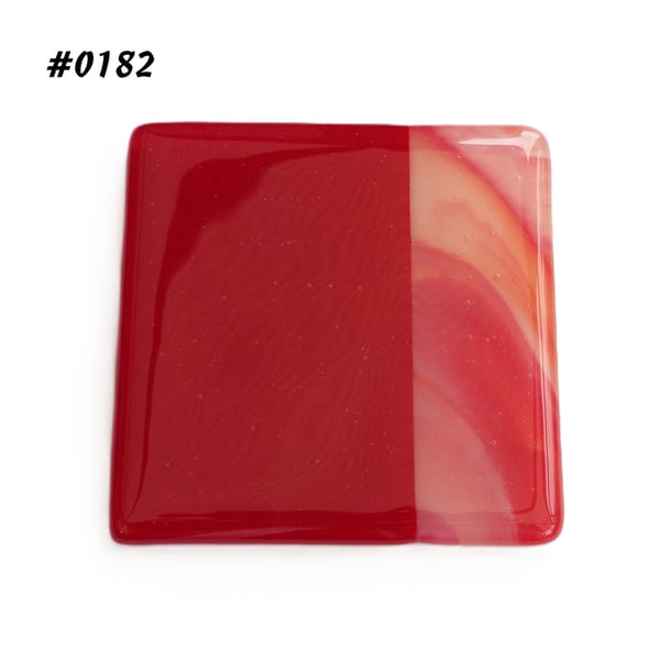 Handcrafted fused glass red coaster, with bumper feet, 9cm (0182)