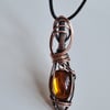 Handmade Unique Glass & Antiqued Copper Pendant Necklace Gift Boxed