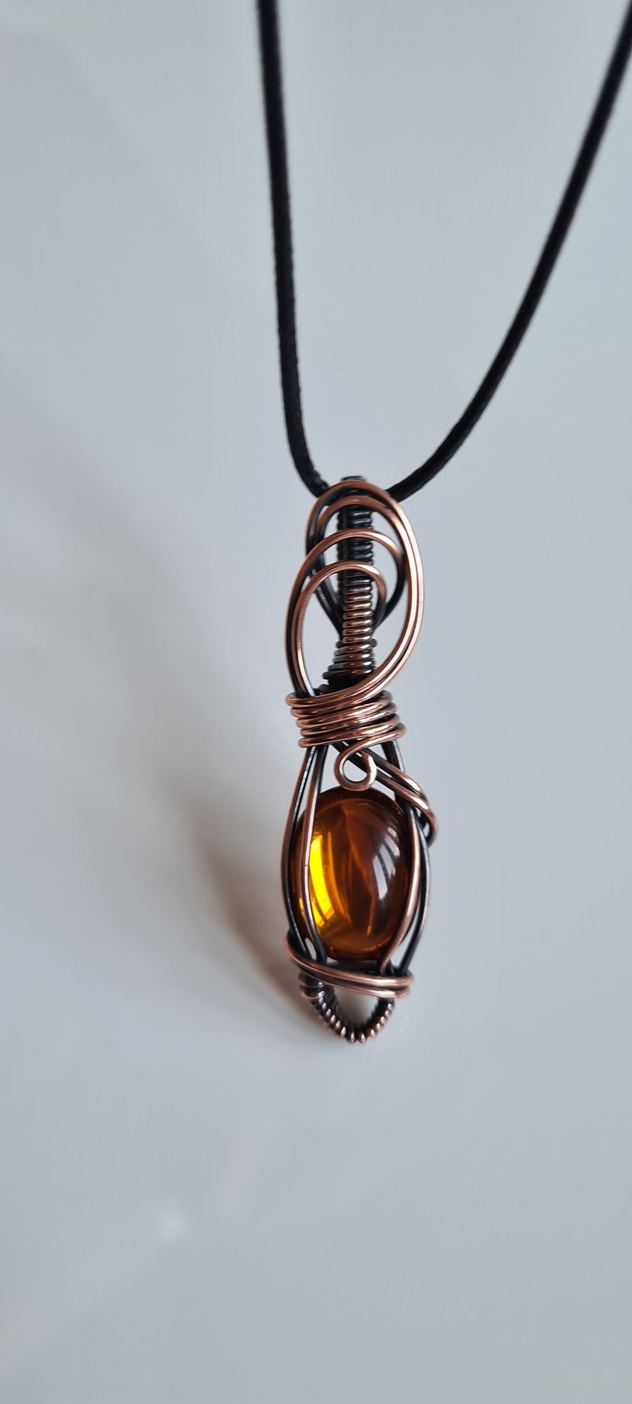 Handmade Unique Glass & Antiqued Copper Pendant Necklace Gift Boxed