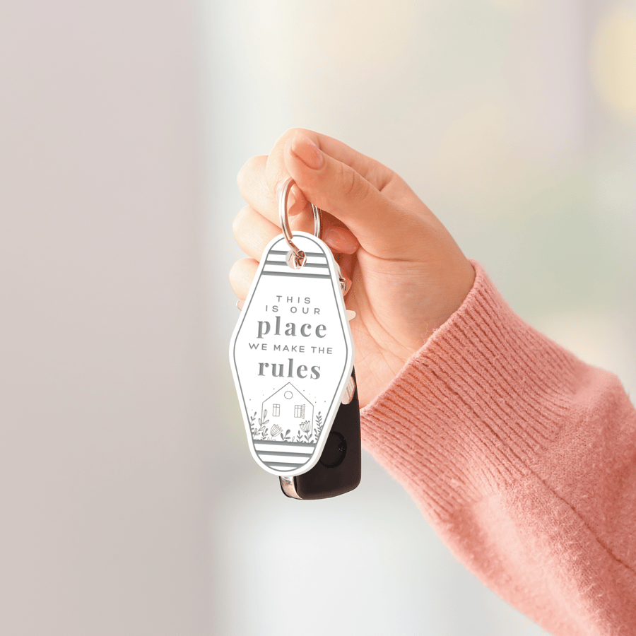 Our Place - Flower House Keyring: Girly Car Accessory, Motel-style Keychain