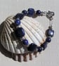 Blue Lapis Lazuli Gemstone Beaded Bracelet "Bluebell"