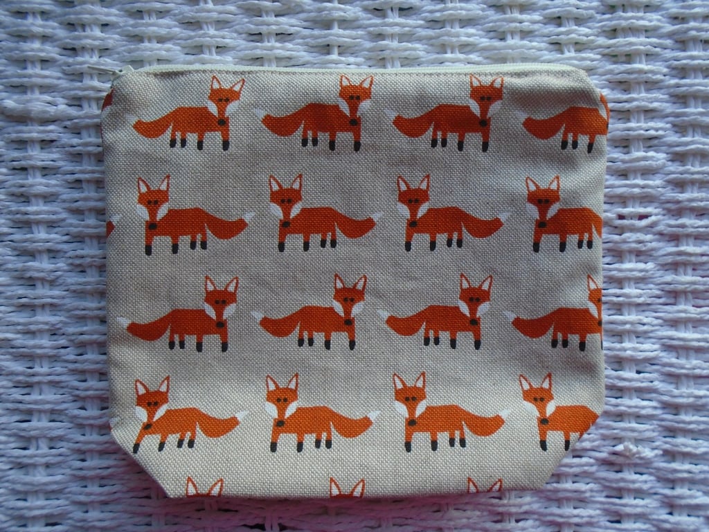 Fox Large Pencil Case or Make Up Bag.