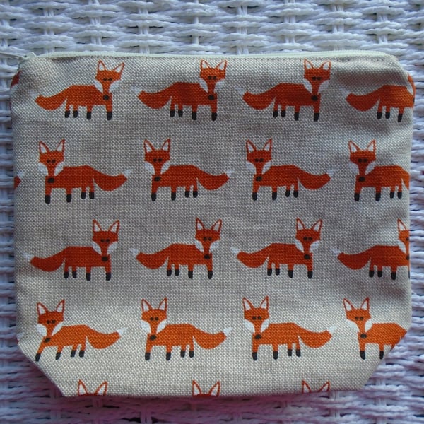 Fox Large Pencil Case or Make Up Bag.