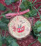 Hot chocolate hand-painted log slice Christmas decoration  - Image 2