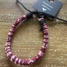 Handmade Red, Black & White Woven Friendship Bracelet - Adjustable
