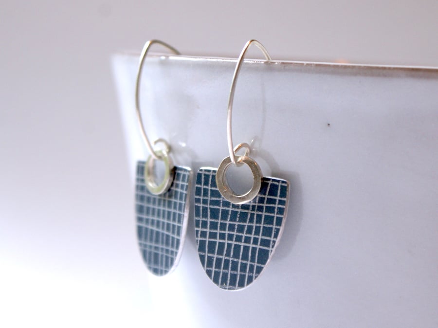 Grey and silver drop earrings