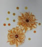 Gold Satin Ribbon Flower Hair Ties, Set of 2, Champagne Flower - Image 1