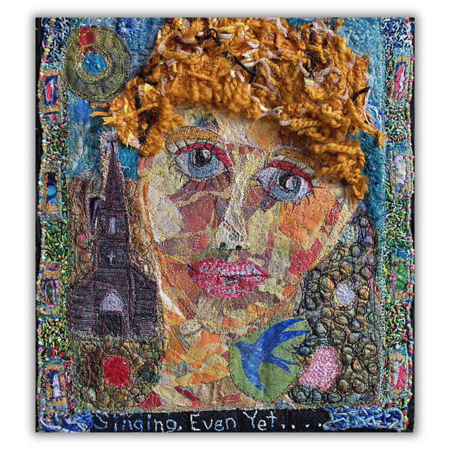 Textile portrait - folk art - eco gift - wall hanging - ready to hang