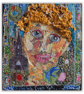 Textile portrait - folk art - eco gift - wall hanging - ready to hang