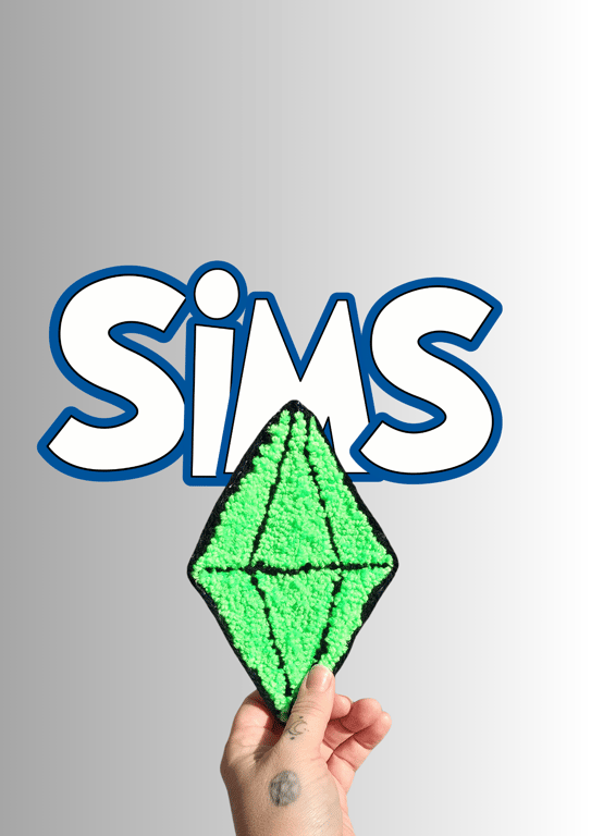 The Sims Inspired Green Energy Punch Needle Plumbob Mug Rug Coaster
