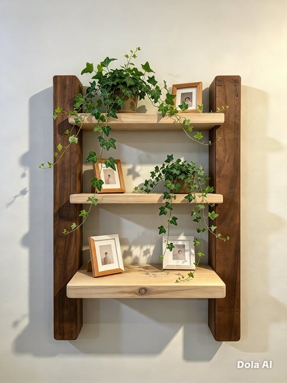Handcrafted Dual-Tone Wood Shadow Box Shelf 
