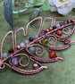 Antique copper and multi semi-precious stone brooche