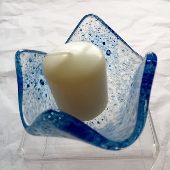 Fused glass votive candle or tea-light holder