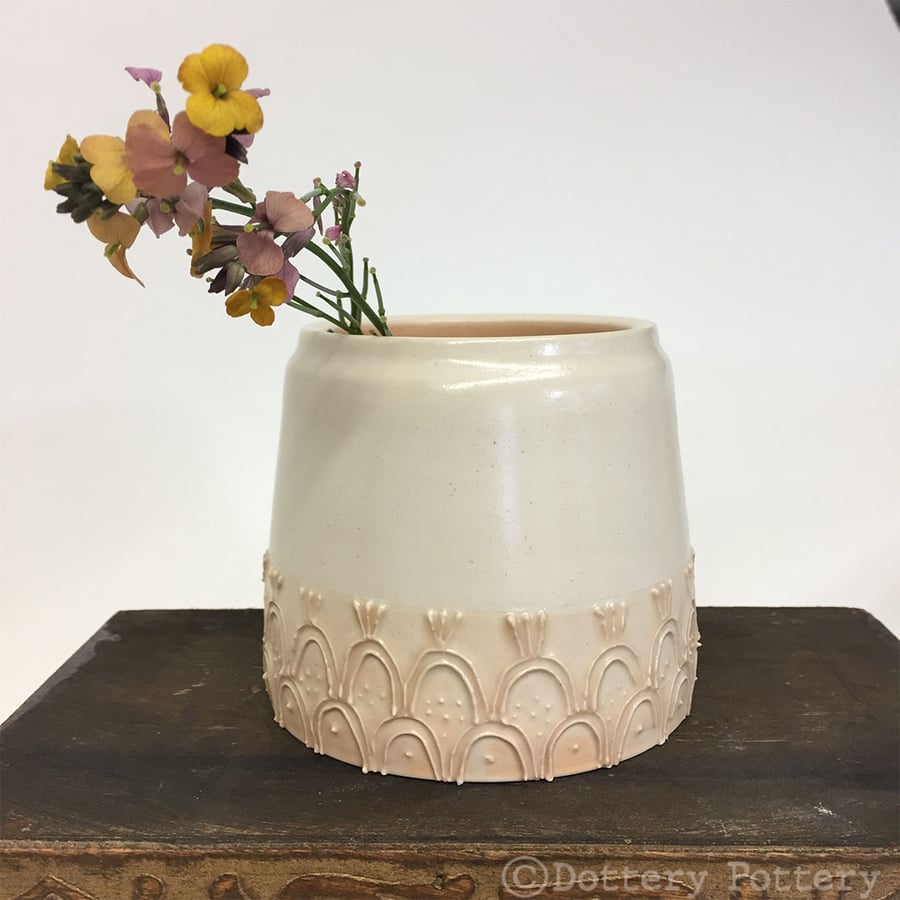Handthrown ceramic pot plant pot cactus pot pottery retro design orange glaze